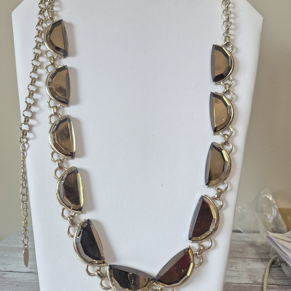Coldwater Creek Jewelry - NWT Coldwater Creek Gold Tone Crescent Gem Necklace